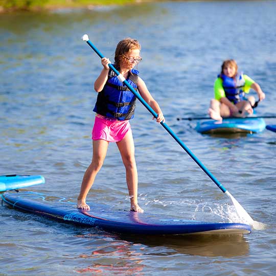 family friendly resort with paddle boards and kayaks.