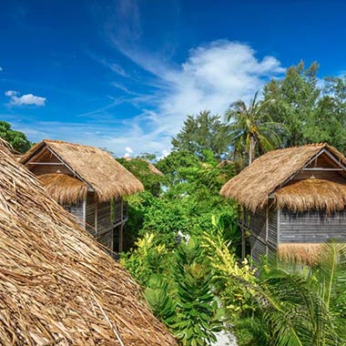 Picture shows the view from the rooftops of big garden breezy bungalows, bungalows are located at castaway resort koh lipe thailand