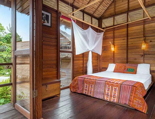 Breezy bungalow bedroom, Castaway Resort Koh Lipe Thailand