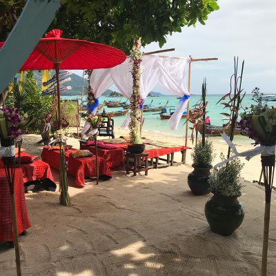 Thai style beach blessing setup